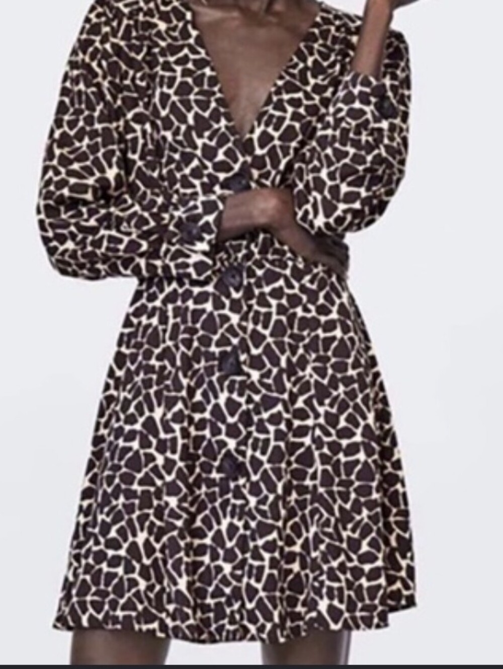 🌼5/$20 Zara Tan and Brown Animal-Print V-Neck Mini Dress